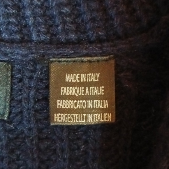 Italy Brunella Gori wool blend fisherman knit men's navy cardigan M - Picture 10 of 11